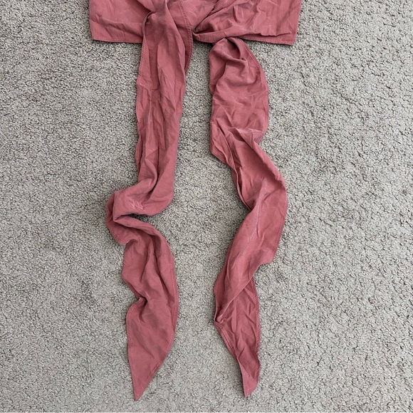 Sadie & Sage Tie-Front Crop Short Sleeve Blouse Shirt Womens S Dusty Rose - Picture 3 of 12